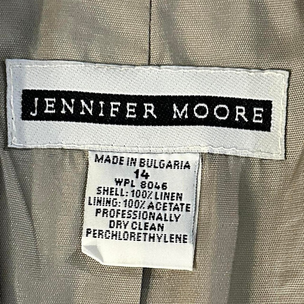 Jennie Moore  Vintage 90s 100% Linen Oversized Blazer Tan Beige‎ Office Size 14 - Picture 5 of 8